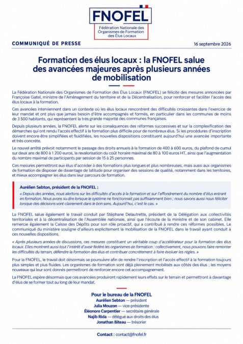Du nouveau pour le droit individuel à la formation des élus !